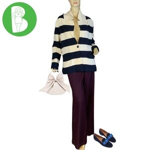 GAP BLUE & OFF WHITE STRIPED LAMBSWOOL CARDIGAN NWT (XL)